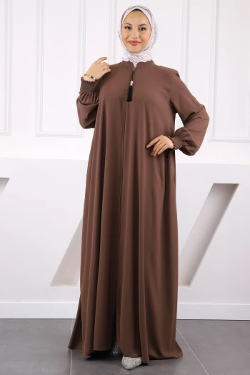 Koyuv Vizon Kol Lastikli Fermuarlı Ferace