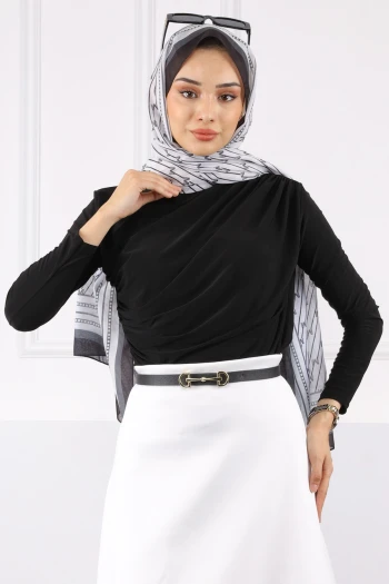 Siyah Önü Drapeli Sandy Bluz