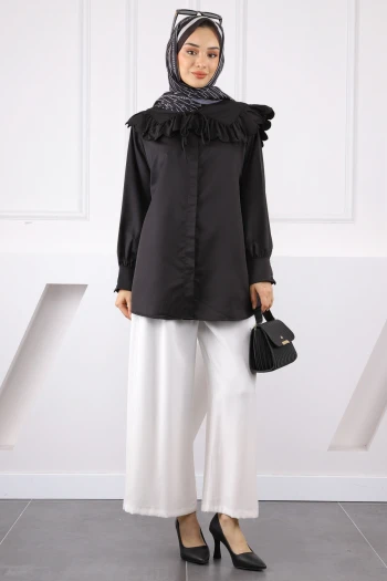 Siyah Renk Bloklu Gömlek