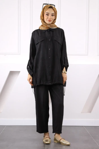 Siyah Tunik Pantolonlu Takım