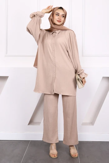 Bej Kol Detaylı Bürümcük Takım