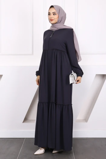 Füme Kol Lastikli Fırfırlı Ferace