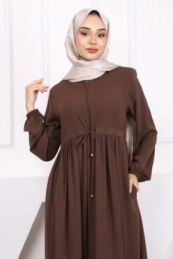 Koyuv Vizon Büzgülü Kol Lastikli Ferace