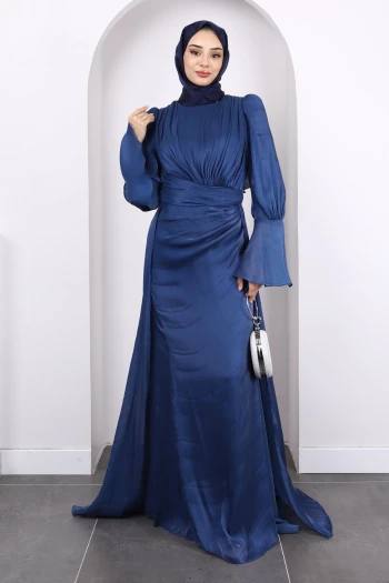 Lacivert Kol Detaylı Abiye