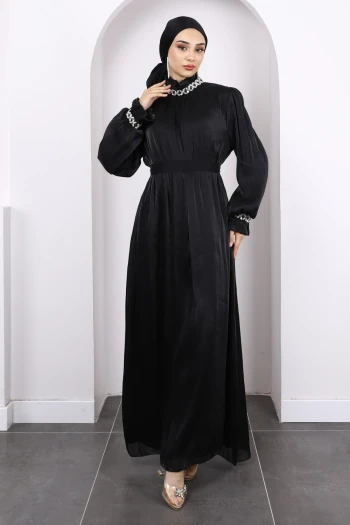 Siyah Kol Yaka Taşlı Abiye