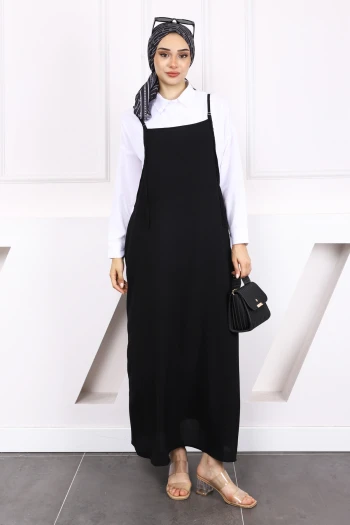 Siyah Tesettür Jile Elbise