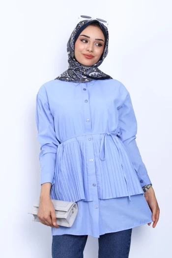 Bebe Mavi Yan Bağlamalı Poplin Tunik