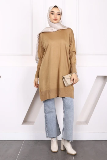 Bisküvi Mevsimlik Merserize Salaş Triko Tunik