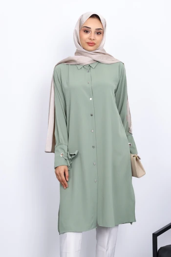 Haki Kol Bağlamalı Tunik
