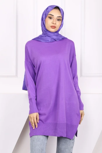 Mor Mevsimlik Merserize Salaş Triko Tunik