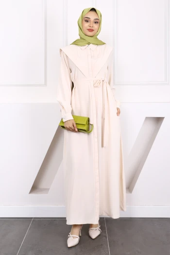 Taş Önü Düğmeli Cepli Elbise