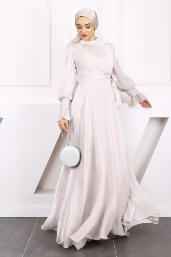 Taş Yan Bağlamalı Kol Detaylı Abiye