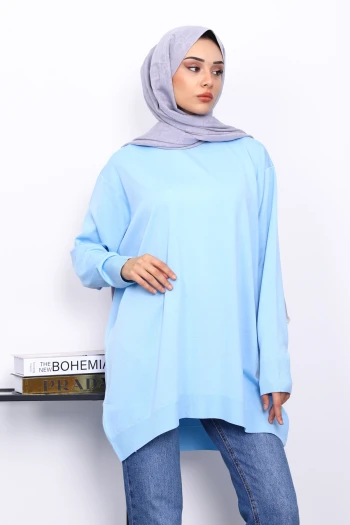 Bebe Mavi Bisiklet Yaka Merserize Tunik