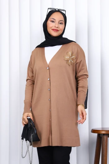 Bisküvi Düğmeli Soğuk İplik Triko Hırka