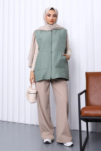 Çağla Kapitone Astarlı Yelek