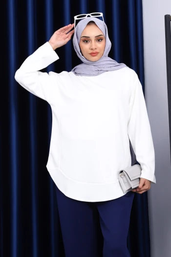 Ekru Bisiklet Yaka Modal Sweat