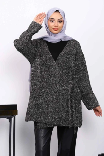 Gümüş Bel Kuşaklı Simli Hırka