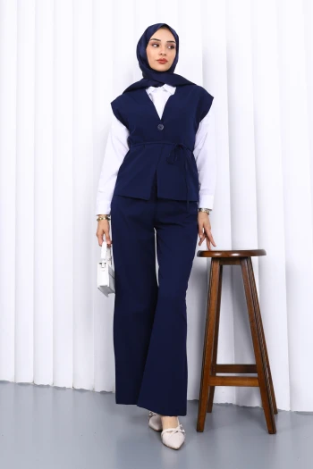 Lacivert Yelek Pantolon İkili Takım