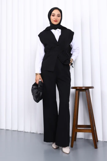 Siyah Yelek Pantolon İkili Takım
