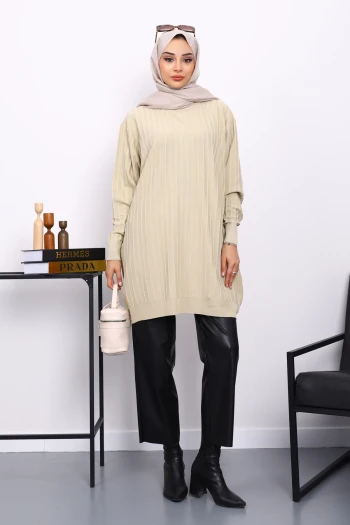 Taş Merserize Fitilli Salaş Tunik