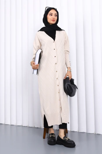 Taş Soğuk İplik Düğmeli Triko Hırka