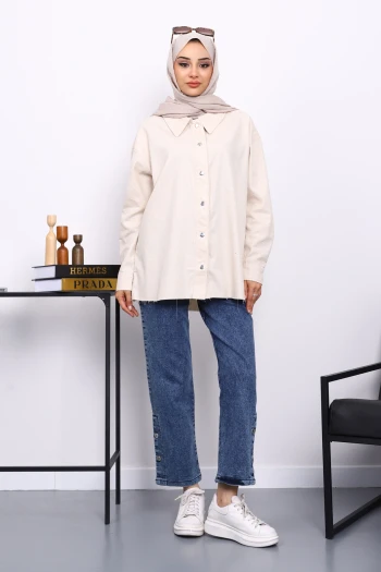 Taş Taşlı Gabardin Gömlek