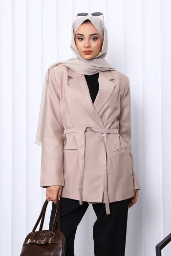 Vizon Kruvaze Yaka Düğmeli Blazer Ceket