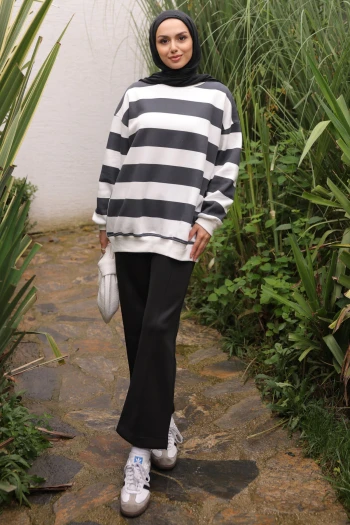 Antrasit Bisiklet Yaka Üç İplik Sweat