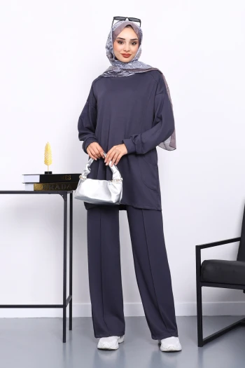 Antrasit Yan Cepli Omuz Parçalı Alt Çımalı Modal Takım