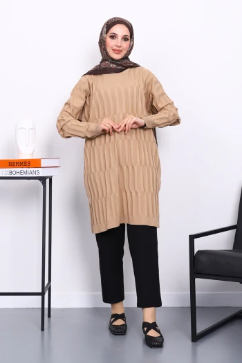 Bisküvi Soğuk İplik Merserize Triko Tunik