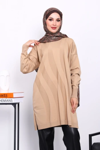 Bisküvi Soğuk İplik Merserize Triko Tunik