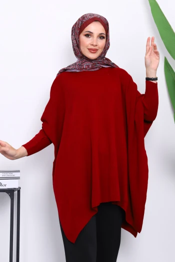 Bordo Yarasa Kol Triko Panço Kazak