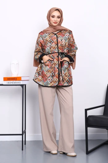 Çağla Etnik Desenli Çıtçıtlı Ceket