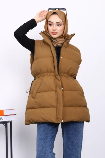 Camel Bel Lastikli Cepli Şişme Yelek