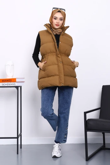 Camel Bel Lastikli Cepli Şişme Yelek