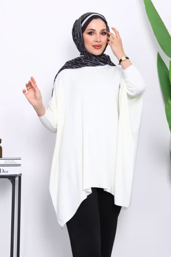 Ekru Yarasa Kol Triko Panço Kazak