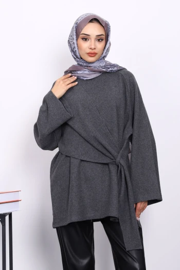 Füme Yandan Şallı Fitilli Tunik