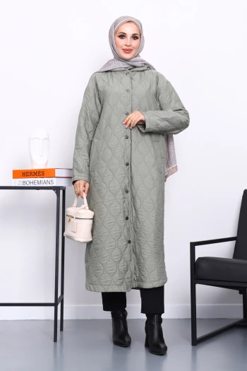 Haki Kapitone Kapşonlu Trençkot