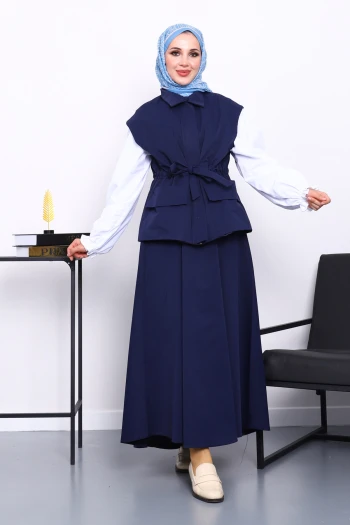 Lacivert Cepli Yelek Etekli Bondit Takım