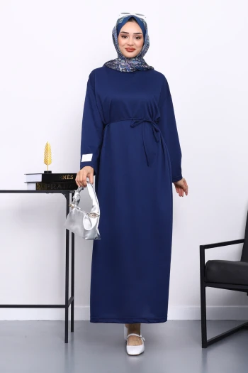 Lacivert İki İplik Modal Elbise