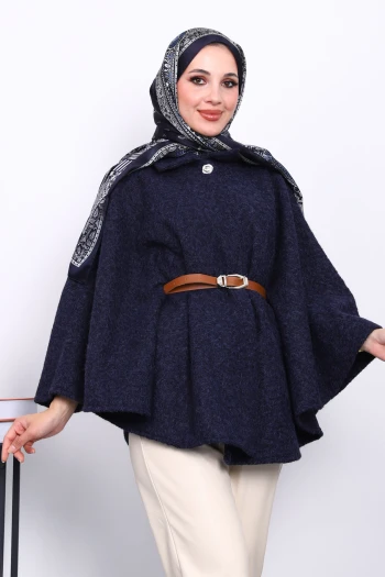 Lacivert Kemerli Kaşe Panço