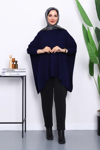 Lacivert Yarasa Kol Triko Panço Kazak