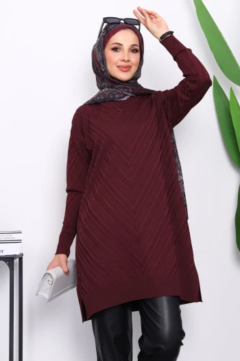 Mürdüm Soğuk İplik Triko Tunik