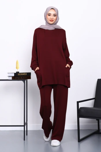 Mürdüm Yan Cepli Omuz Parçalı Alt Çımalı Modal Takım