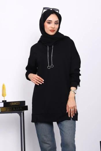 Siyah Yaka Detaylı Modal Tunik