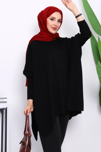 Siyah Yarasa Kol Triko Panço Kazak