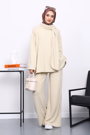 Taş Atkılı Tunik Pantolonlu Fitilli Takım