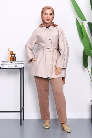 Taş Çıtçıt Düğmeli Fermuarlu Tunik Gömlek