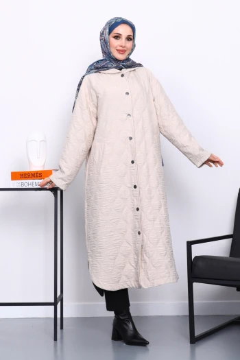 Taş Kapitone Kapşonlu Kap