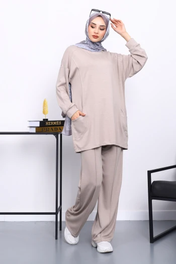 Taş Yan Cepli Omuz Parçalı Alt Çımalı Modal Takım